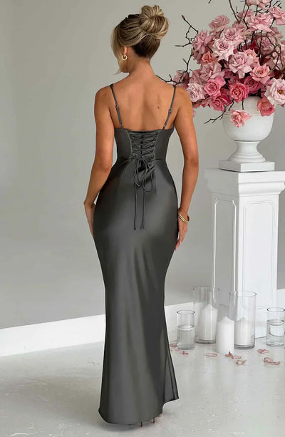 ALINA MAXI DRESS – CHARCOAL